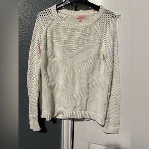 Lilly Pulitzer Pullover Sweater White 100% Cotton Size Large